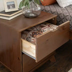 Pensy Table de chevet à 2 tiroirs en bois massif de style Mid-Century - Noyer - Powell