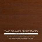 Pensy Table de chevet à 2 tiroirs en bois massif de style Mid-Century - Noyer - Powell