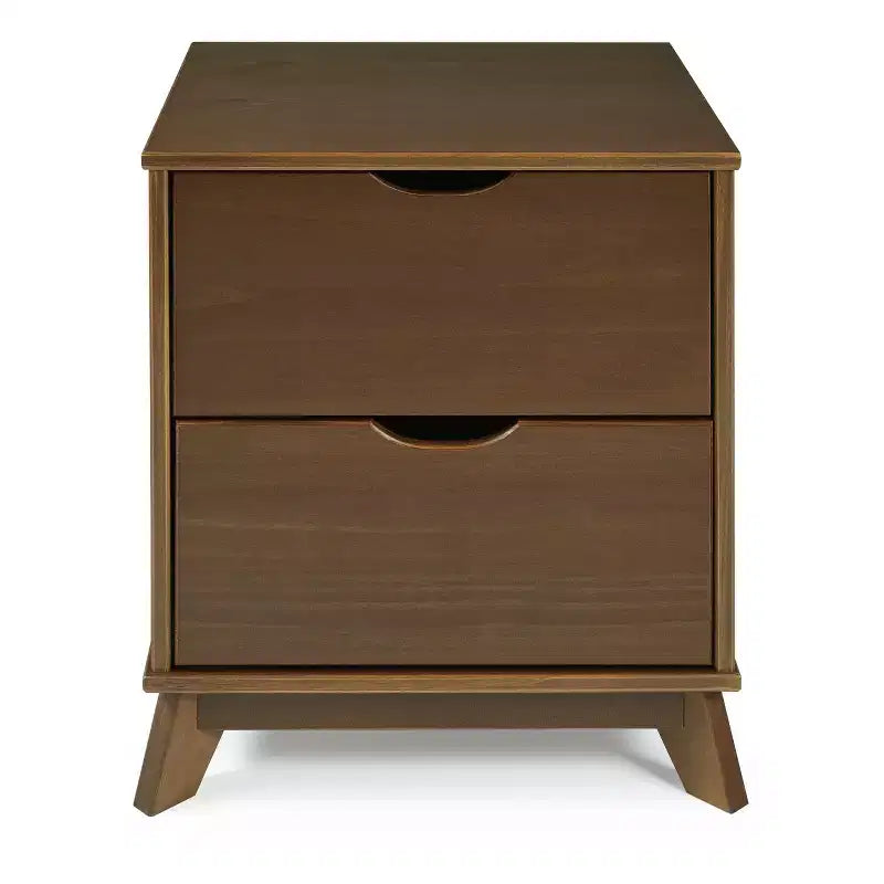 Pensy Table de chevet à 2 tiroirs en bois massif de style Mid-Century - Noyer - Powell