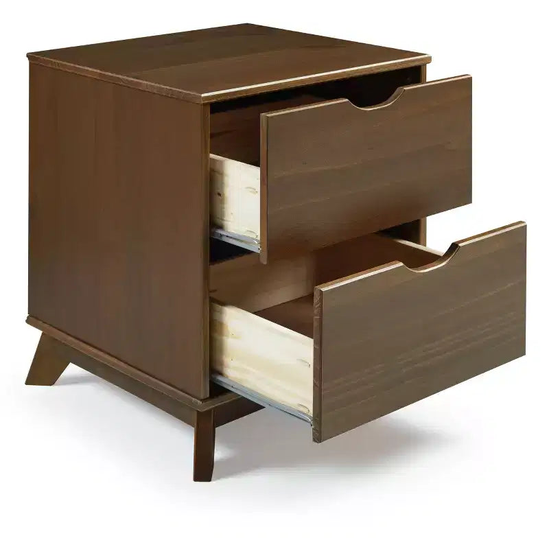Pensy Table de chevet à 2 tiroirs en bois massif de style Mid-Century - Noyer - Powell