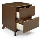 Pensy Table de chevet à 2 tiroirs en bois massif de style Mid-Century - Noyer - Powell