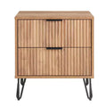 Manhattan Comfort Dumbo 2 Drawer Nightstand Golden Brown: Contemporary MDF Frame, Metal Hardware, 90 lb Capacity