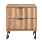 Manhattan Comfort Dumbo 2 Drawer Nightstand Golden Brown: Contemporary MDF Frame, Metal Hardware, 90 lb Capacity