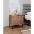 Manhattan Comfort Dumbo Table de chevet à 2 tiroirs brun doré : Cadre contemporain en MDF, Quincaillerie métallique, Capacité de 40 kg