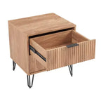 Manhattan Comfort Dumbo Table de chevet à 2 tiroirs brun doré : Cadre contemporain en MDF, Quincaillerie métallique, Capacité de 40 kg