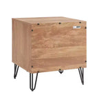 Manhattan Comfort Dumbo Table de chevet à 2 tiroirs brun doré : Cadre contemporain en MDF, Quincaillerie métallique, Capacité de 40 kg