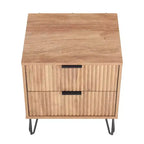 Manhattan Comfort Dumbo Table de chevet à 2 tiroirs brun doré : Cadre contemporain en MDF, Quincaillerie métallique, Capacité de 40 kg
