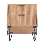 Manhattan Comfort Dumbo Table de chevet à 2 tiroirs brun doré : Cadre contemporain en MDF, Quincaillerie métallique, Capacité de 40 kg