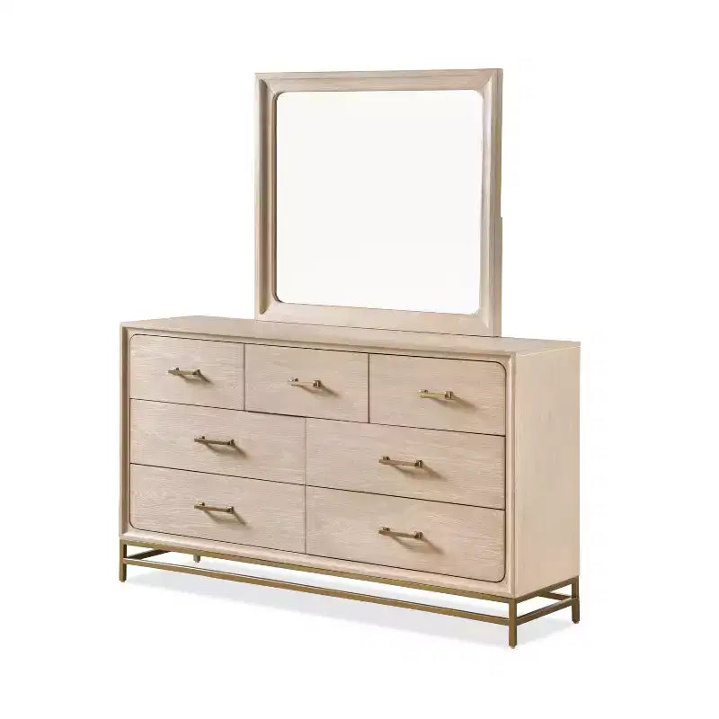 HOMES: Inside + Out Commode et miroir Neovesi 2 pièces chêne Boho 7 tiroirs