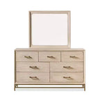 HOMES: Inside + Out Commode et miroir Neovesi 2 pièces chêne Boho 7 tiroirs