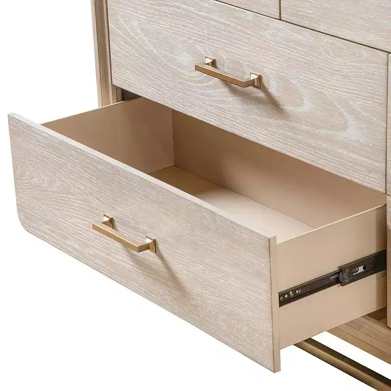 HOMES: Inside + Out Commode et miroir Neovesi 2 pièces chêne Boho 7 tiroirs