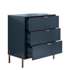 Festivo Ensemble commode 5 tiroirs et 2 tables de chevet 3 tiroirs Bleu marine Modern Elegance