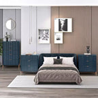 Festivo Ensemble commode 5 tiroirs et 2 tables de chevet 3 tiroirs Bleu marine Modern Elegance