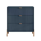 Festivo Ensemble commode 5 tiroirs et 2 tables de chevet 3 tiroirs Bleu marine Modern Elegance