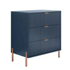 Festivo Ensemble commode 5 tiroirs et 2 tables de chevet 3 tiroirs Bleu marine Modern Elegance