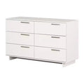 South Shore Cavalleri 6 Drawer Double Dresser Pure White: Anti-Tip Hardware, Laminated Finish, Particle Board, 51.25" Width