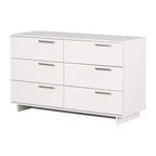 South Shore Cavalleri 6 Drawer Double Dresser Pure White: Anti-Tip Hardware, Laminated Finish, Particle Board, 51.25" Width