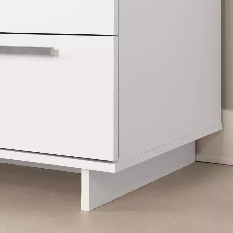 Commode double 6 tiroirs South Shore Cavalleri Blanc pur : Quincaillerie anti-basculement, Fini stratifié, Panneau de particules, 51,25 po de largeur