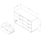 Commode double 6 tiroirs South Shore Cavalleri Blanc pur : Quincaillerie anti-basculement, Fini stratifié, Panneau de particules, 51,25 po de largeur