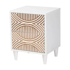 Lit King Baxton Studio 4 pièces Louetta sculpté contrastant blanc/marron naturel