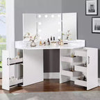 MAISONS : Intérieur et Extérieur Coiffeuse d'angle Fireheart avec miroir et ampoules glamour - Blanc