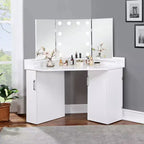 MAISONS : Intérieur et Extérieur Coiffeuse d'angle Fireheart avec miroir et ampoules glamour - Blanc