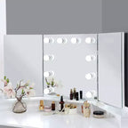 MAISONS : Intérieur et Extérieur Coiffeuse d'angle Fireheart avec miroir et ampoules glamour - Blanc