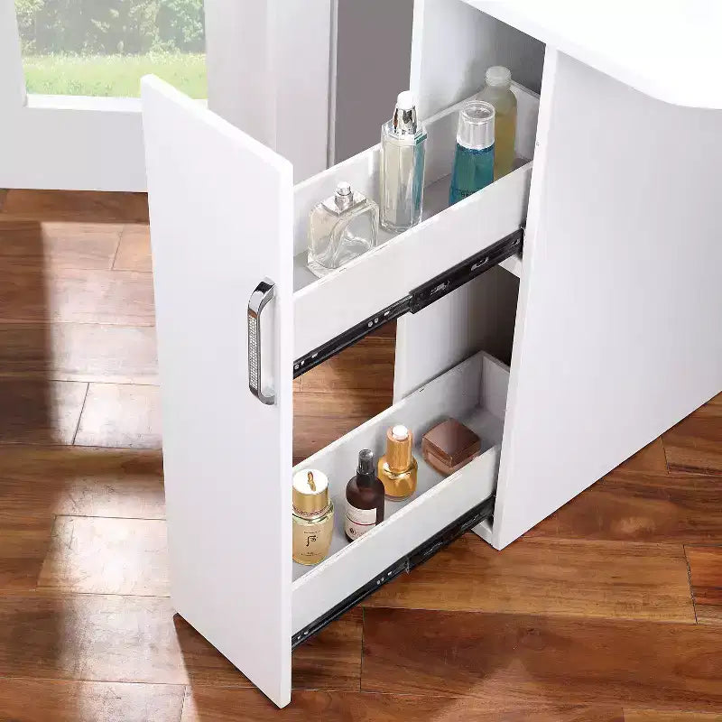 MAISONS : Intérieur et Extérieur Coiffeuse d'angle Fireheart avec miroir et ampoules glamour - Blanc