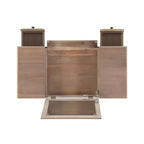 Ensemble de coiffeuse Cyndi en bois lavé traditionnel avec tabouret et rangement, siège rembourré beige - Linon