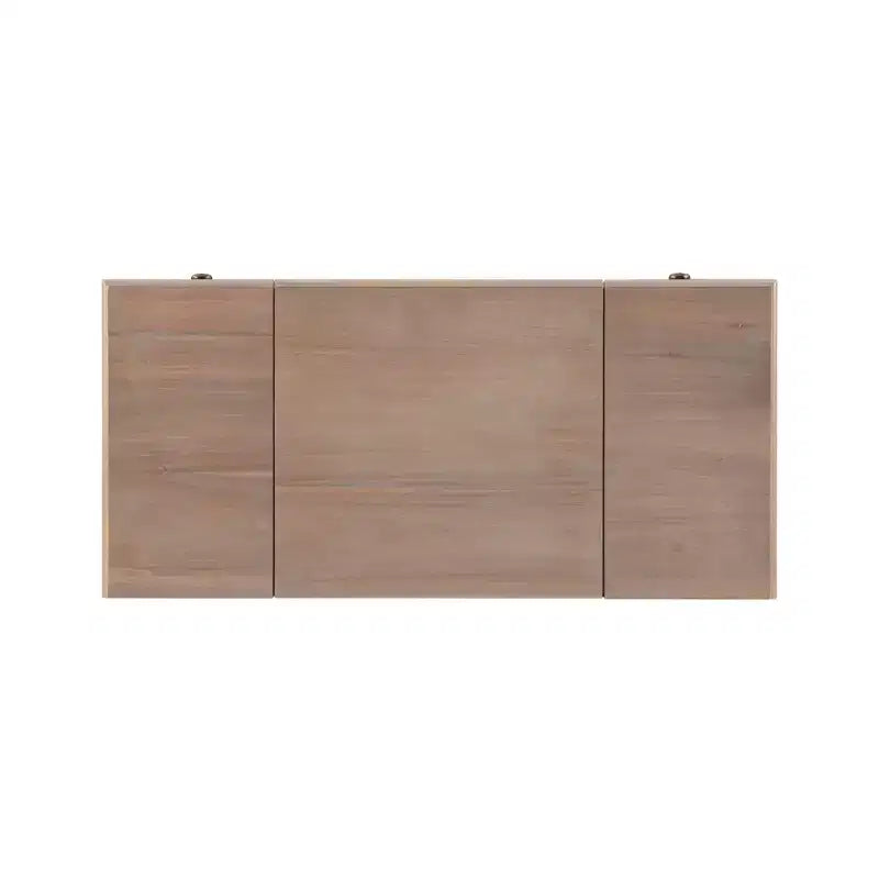 Ensemble de coiffeuse Cyndi en bois lavé traditionnel avec tabouret et rangement, siège rembourré beige - Linon