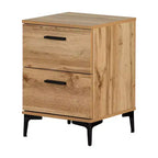 South Shore Musano Nightstand Nordik Oak: Modern Urban Bedside Table with Metal Handles, 2 Drawers