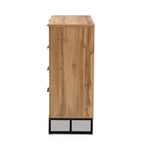 Commode de chambre Baxton Studio Franklin en bois et métal, 5 tiroirs, Chêne/Noir : Rangement vertical, Design moderne