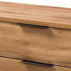 Commode de chambre Baxton Studio Franklin en bois et métal, 5 tiroirs, Chêne/Noir : Rangement vertical, Design moderne