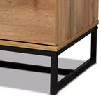 Commode de chambre Baxton Studio Franklin en bois et métal, 5 tiroirs, Chêne/Noir : Rangement vertical, Design moderne
