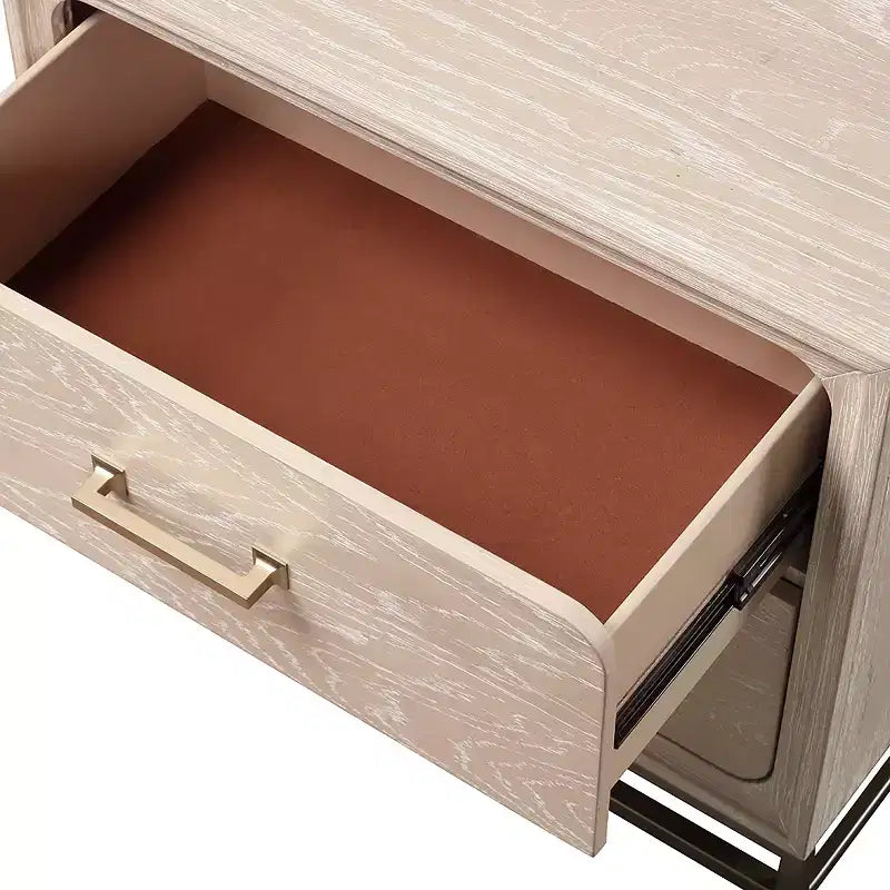 HOMES: Inside + Out Table de chevet Neovesi style bohème avec 2 tiroirs chêne