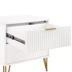 Manhattan Comfort Lot de 2 tables de chevet Dumbo à 2 tiroirs blanches : Style moderne, cadre en MDF, glissières métalliques, solution de rangement