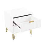 Manhattan Comfort Lot de 2 tables de chevet Dumbo à 2 tiroirs blanches : Style moderne, cadre en MDF, glissières métalliques, solution de rangement