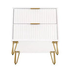 Manhattan Comfort Lot de 2 tables de chevet Dumbo à 2 tiroirs blanches : Style moderne, cadre en MDF, glissières métalliques, solution de rangement