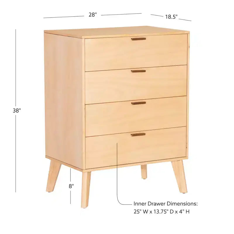 Linon Reid Commode 4 tiroirs Naturel