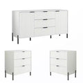 Festivo 3pc Modern Elegance 3 Drawer Nightstands and 3 Drawer Dresser Set Off-White