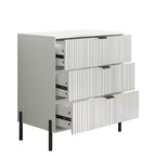 Festivo Ensemble 3 tiroirs de tables de chevet et commode 3 tiroirs élégance moderne blanc cassé
