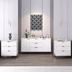 Festivo Ensemble 3 tiroirs de tables de chevet et commode 3 tiroirs élégance moderne blanc cassé