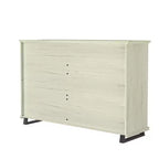 Commode Festivo contemporaine à 9 tiroirs et table de chevet à 3 tiroirs, coupe sciée blanc cassé : MDF, pieds en métal, anti-basculement