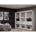 Lot de 3 placards Manhattan Comfort Mulberry Open 3 sections blanc : composite MDF, 12 étagères, 6 tiroirs