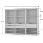 Lot de 3 placards Manhattan Comfort Mulberry Open 3 sections blanc : composite MDF, 12 étagères, 6 tiroirs