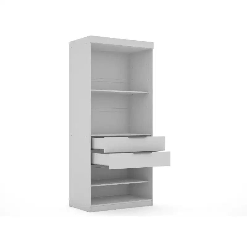 Lot de 3 placards Manhattan Comfort Mulberry Open 3 sections blanc : composite MDF, 12 étagères, 6 tiroirs