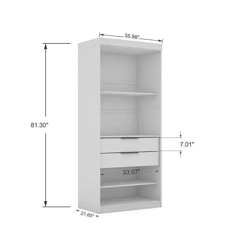 Lot de 3 placards Manhattan Comfort Mulberry Open 3 sections blanc : composite MDF, 12 étagères, 6 tiroirs