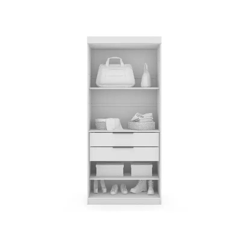 Lot de 3 placards Manhattan Comfort Mulberry Open 3 sections blanc : composite MDF, 12 étagères, 6 tiroirs