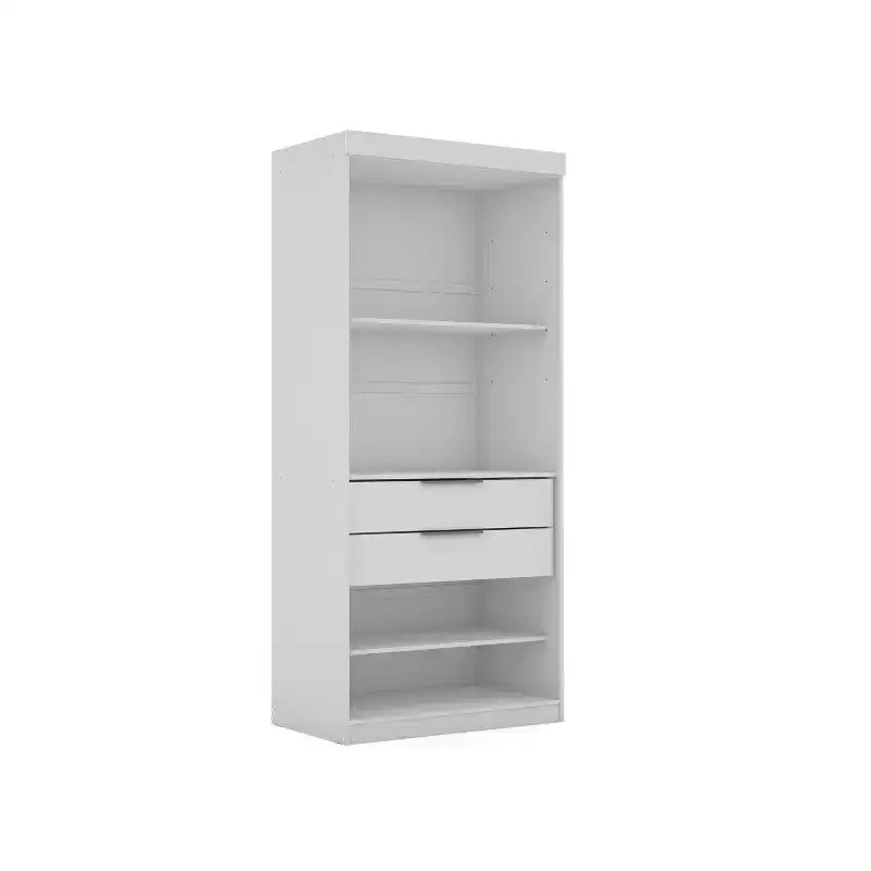 Lot de 3 placards Manhattan Comfort Mulberry Open 3 sections blanc : composite MDF, 12 étagères, 6 tiroirs