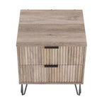 Manhattan Comfort Lot de 2 tables de chevet Dumbo à 2 tiroirs Gris rustique : Style moderne, Cadre en MDF, Glissières en métal